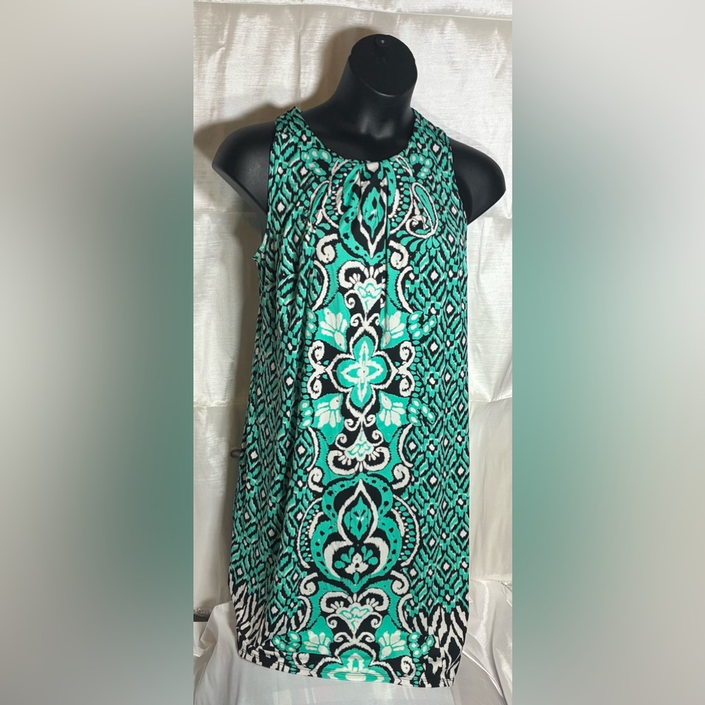 INC International Concepts Women's Black and Teal Tank Top